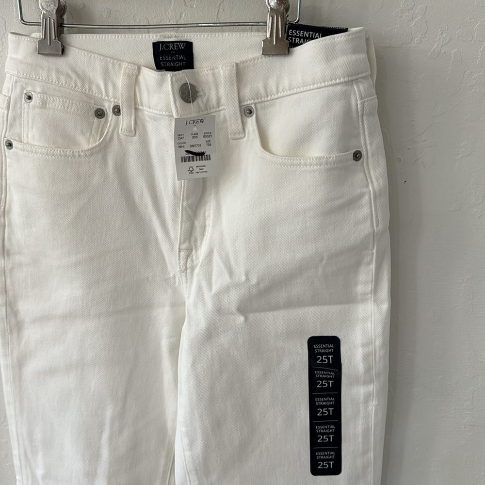J. Crew White Essential Straight Leg Tall 25 Denim Jean Zip Closure - Picture 4 of 9